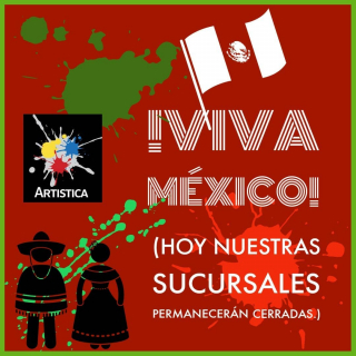 ¡Hoy festejamos a nuestro maravilloso y hermoso país! ¡Viva nuestro México! 
Nuestras sucursales permanecerán cerradas el día de hoy. Nos vemos mañana en nuestros horarios habituales. ¡Feliz día! 🇲🇽